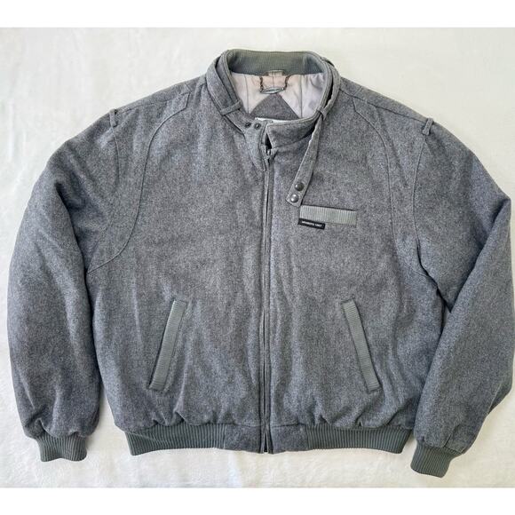 MEMBERS ONLY Sz 44 XL Wool Iconic Racer Bomber Jacket Gray Winter Classic 80's - Picture 1 of 7
